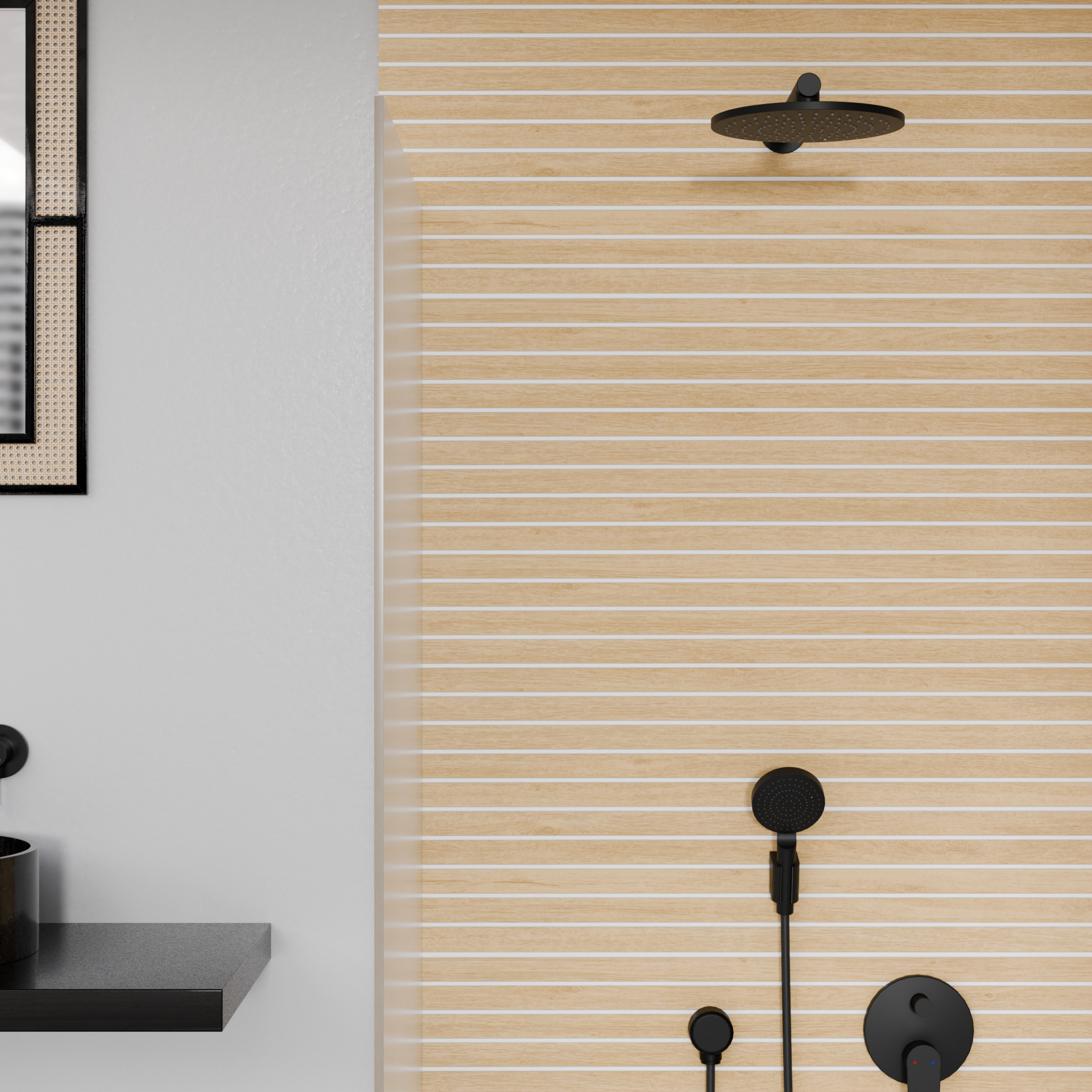 Bright Oak (with White Lines) Wall Panel Tiles