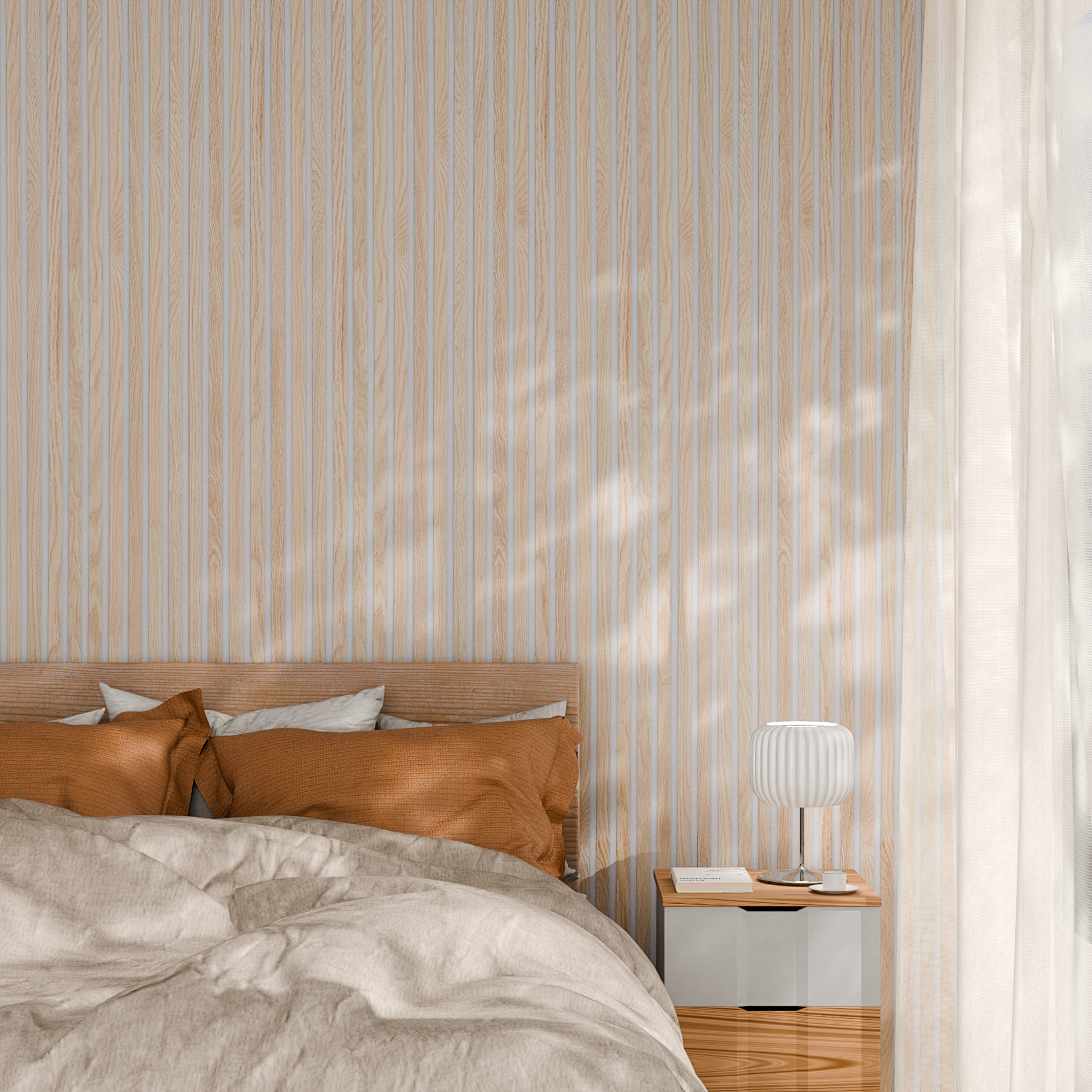 Washed Oak (with White Felt) Wall Panel