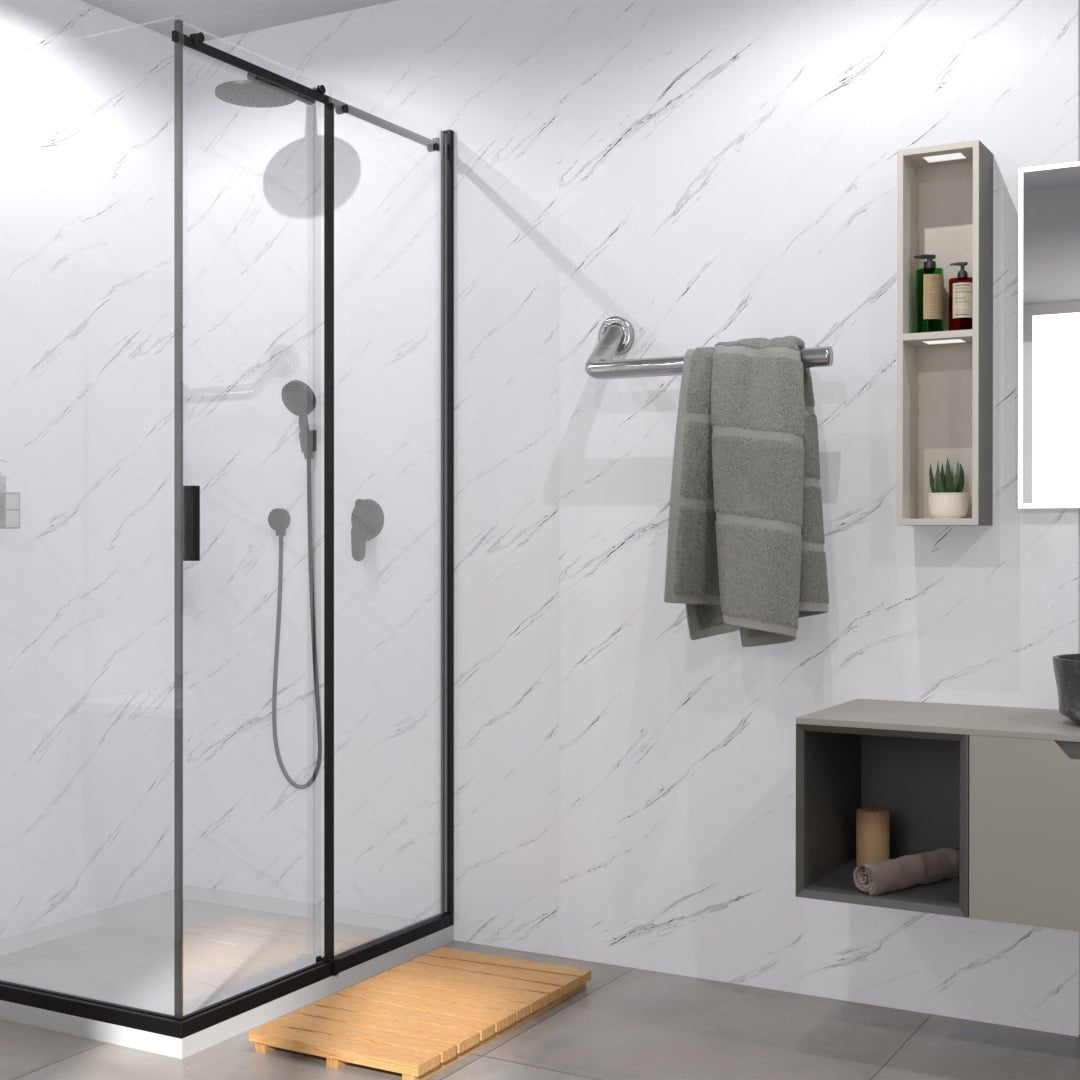 Bianco Carrara Marble Bathroom Wall Panel - WallPanels.com.au