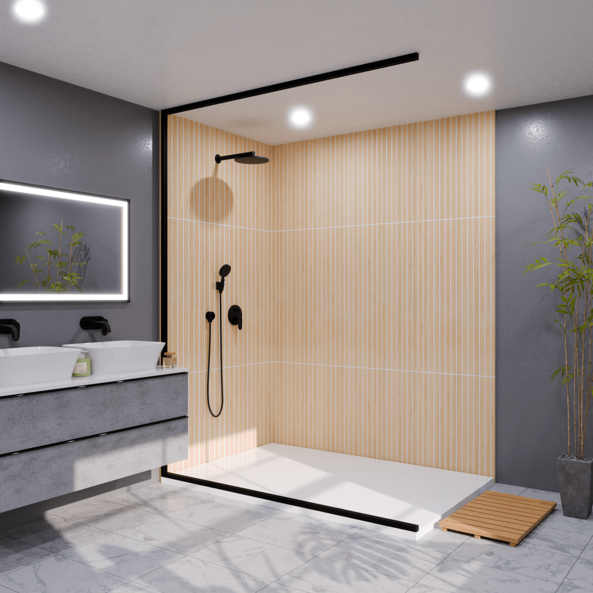 Bright Oak (with White Lines) Wall Panel Tiles - WallPanels.com.au