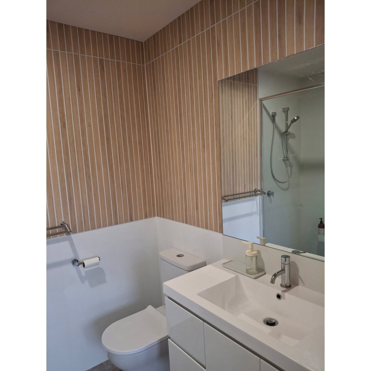 Bright Oak (with White Lines) Wall Panel Tiles - WallPanels.com.au