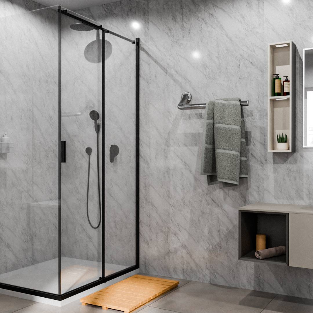 Grey Marble Bathroom Wall Panel - WallPanels.com.au