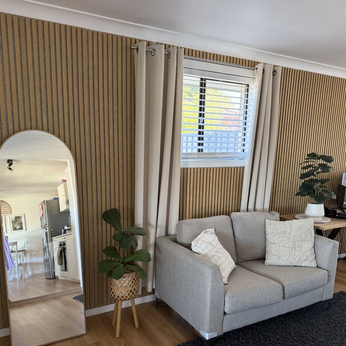 Oak (with Grey Felt) Wood Wall Panel - WallPanels.com.au