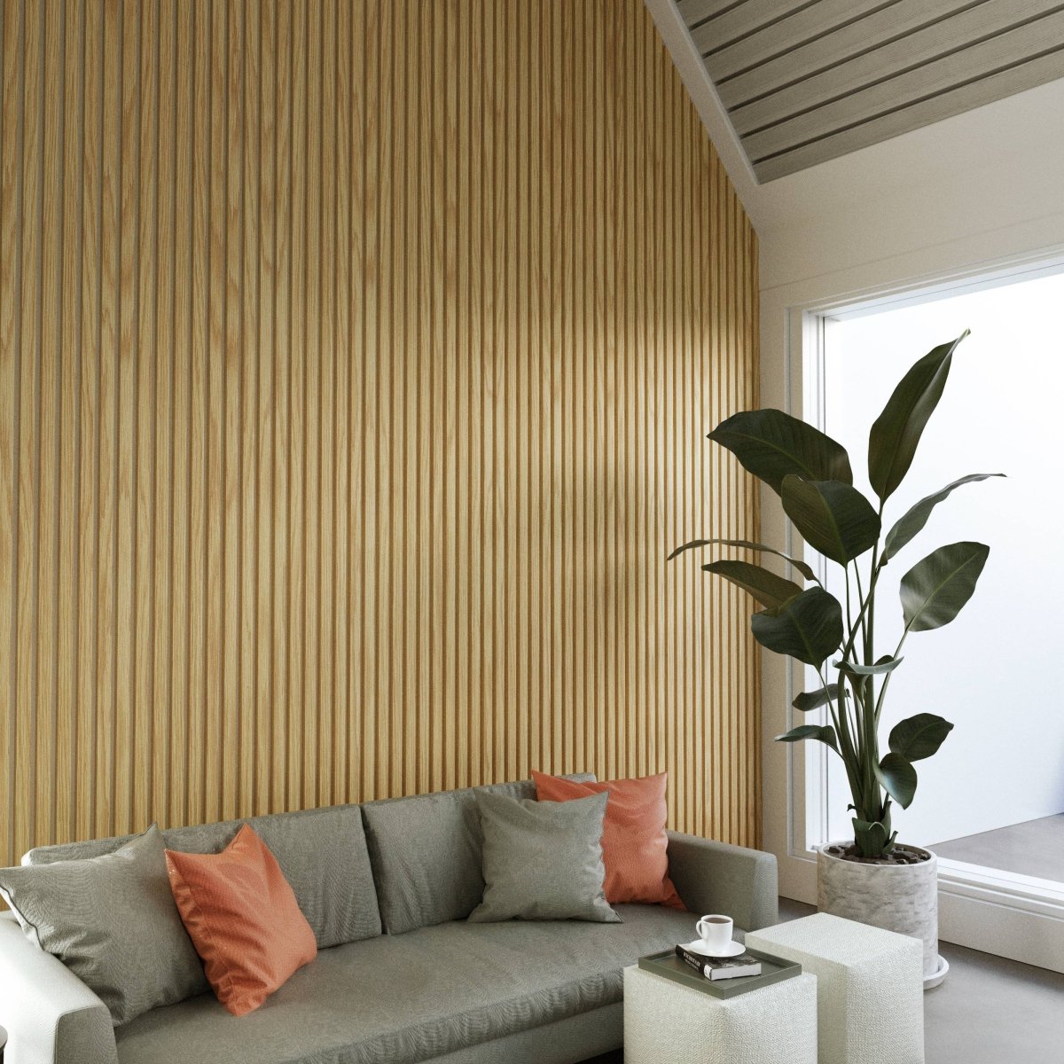 Oak (with Grey Felt) Wood Wall Panel - WallPanels.com.au