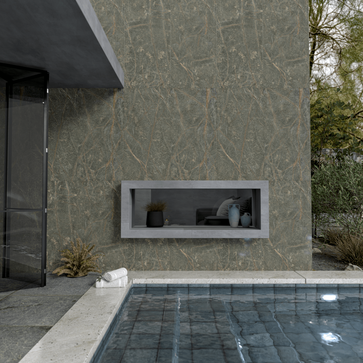 Rainforest Green Flexible Stone Panel - WallPanels.com.au