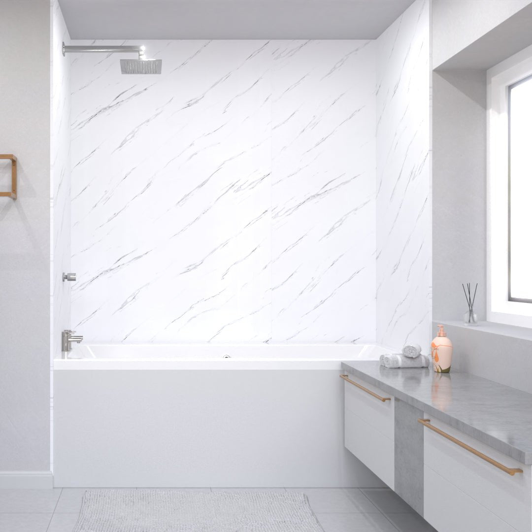 Bianco Carrara Marble Bathroom Wall Panel - WallPanels.com.au