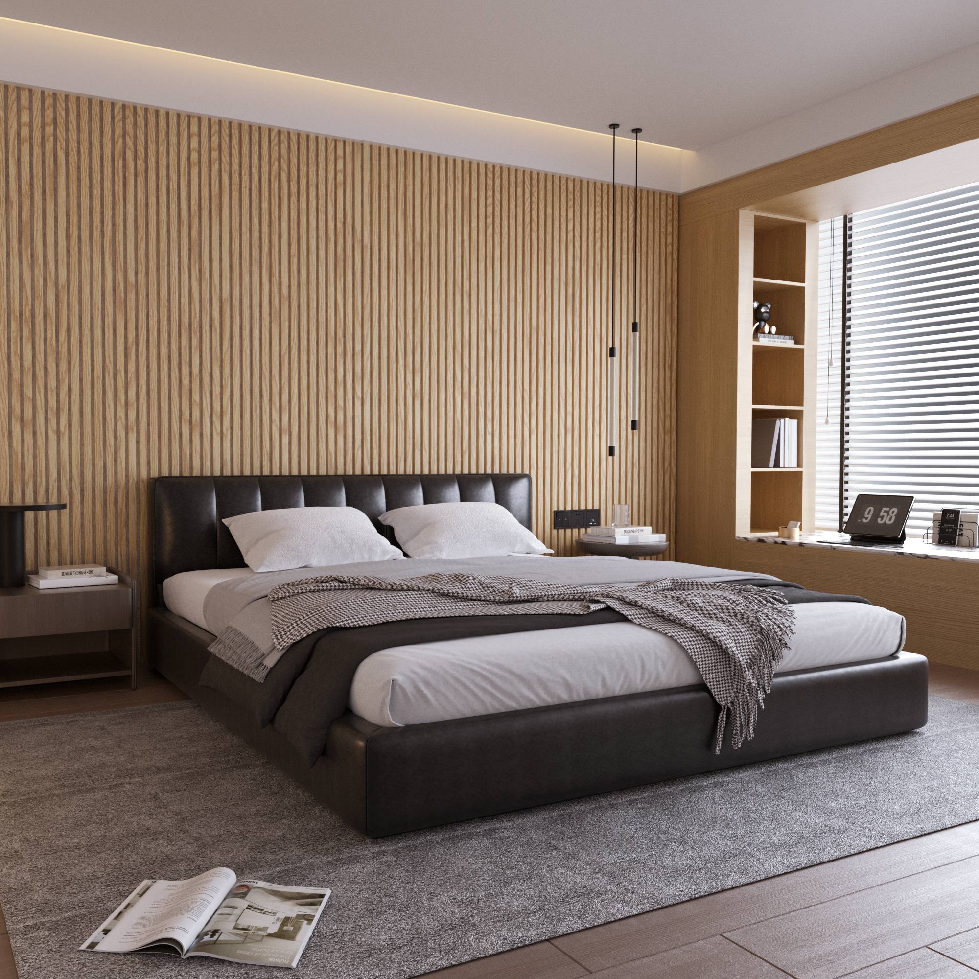 Oak (with Grey Felt) Wood Wall Panel