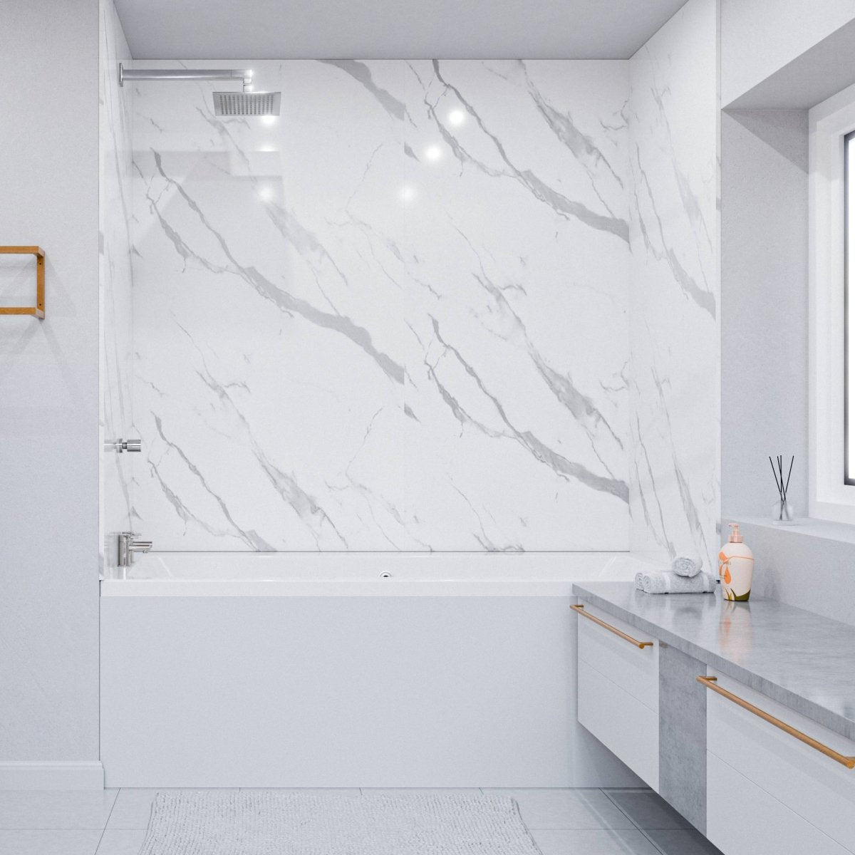 Calacatta Marble Wet Wall Panel - WallPanels.com.au