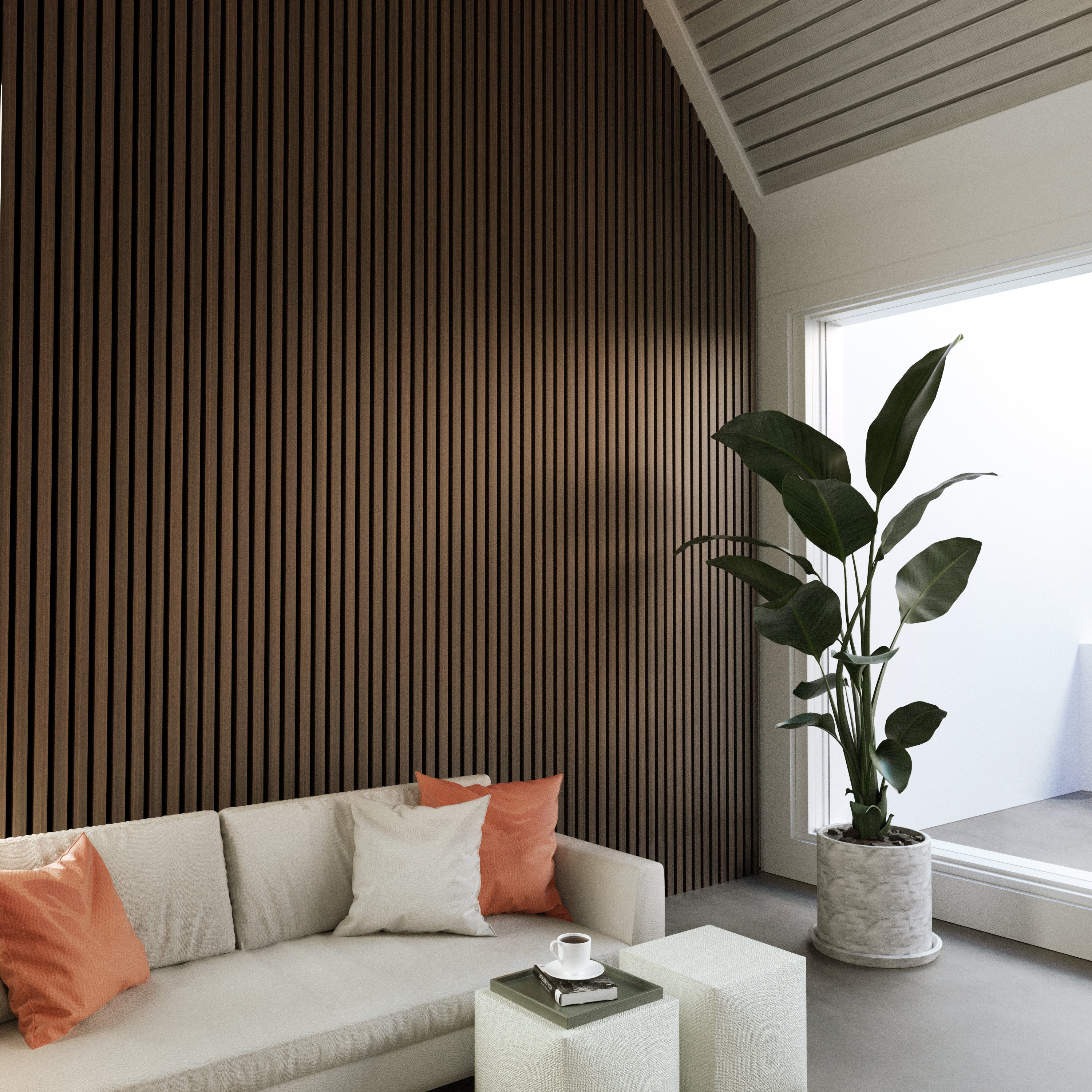 Smoked Oak Wood Wall Panel