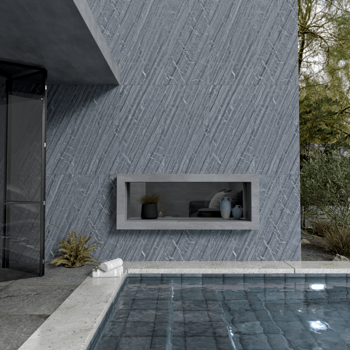 Spider Black Flexible Stone Panel - WallPanels.com.au