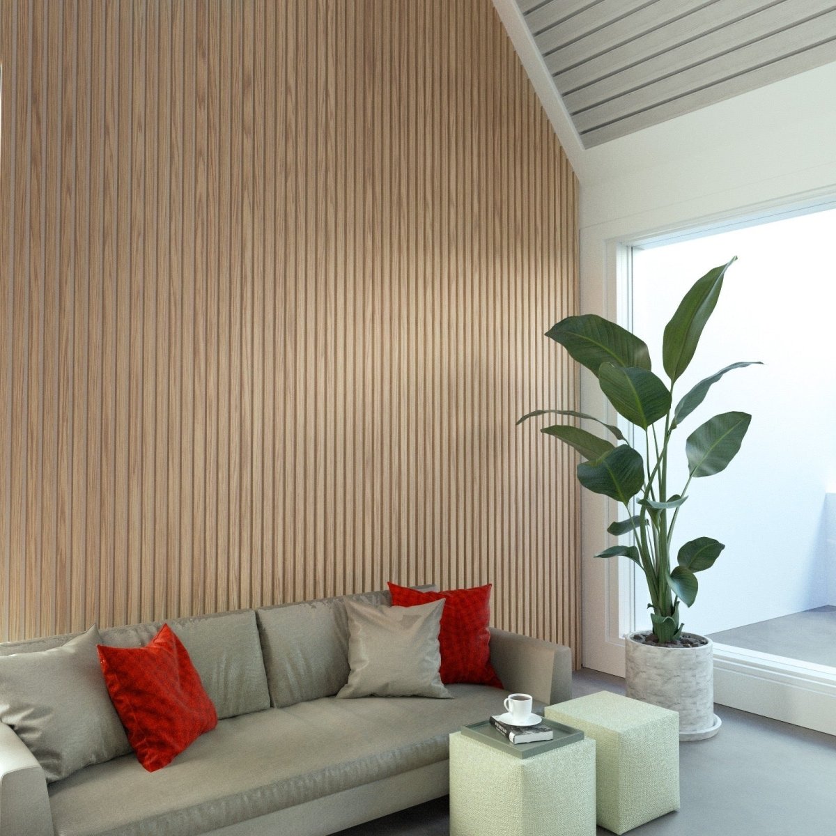 Washed Oak (with White Felt) Wall Panel - WallPanels.com.au