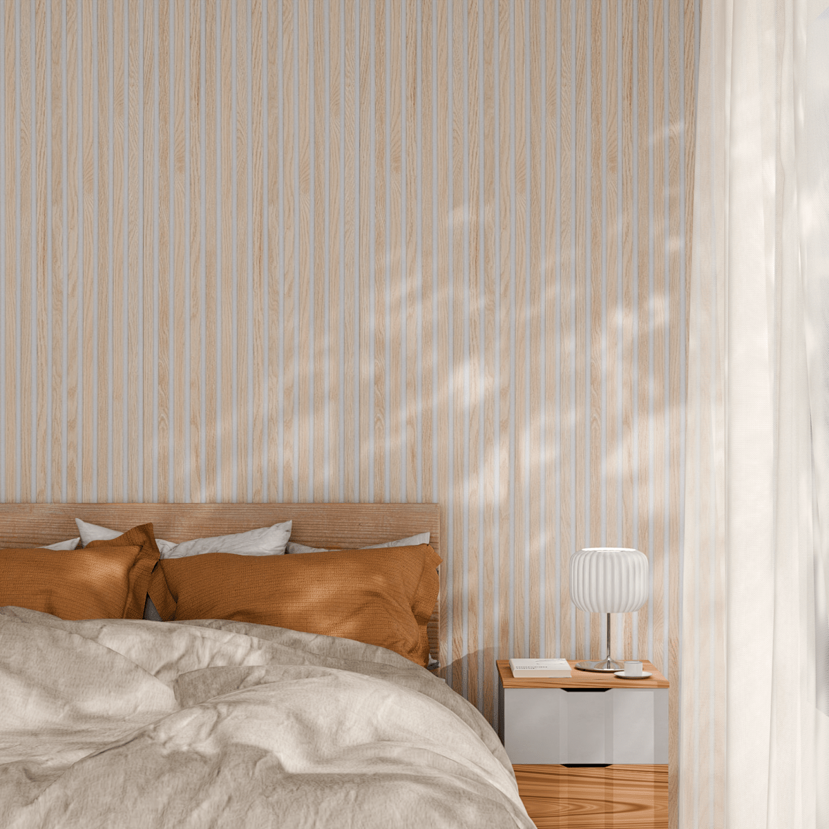 Washed Oak (with White Felt) Wall Panel - WallPanels.com.au