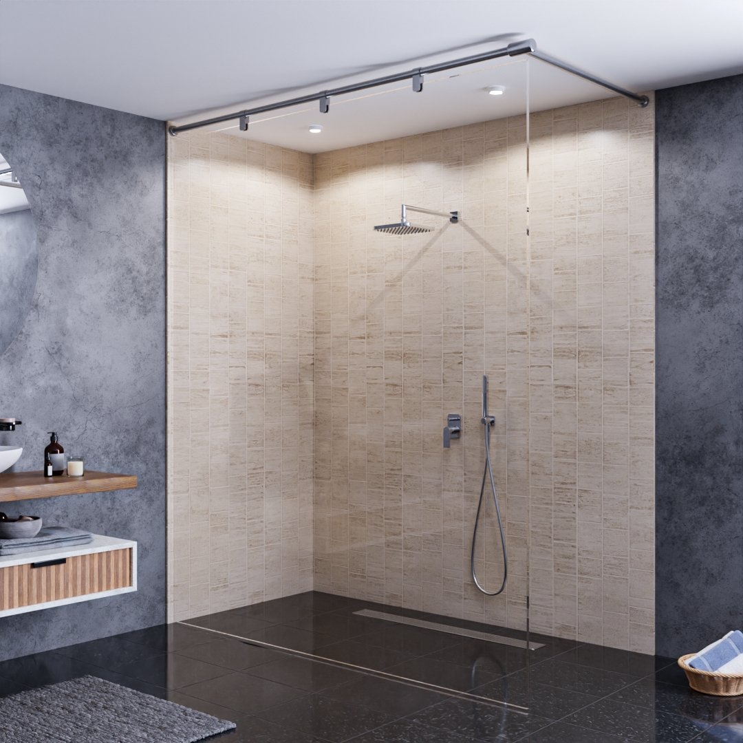 Beige Multi-Tile Bathroom Shower Wall Panel