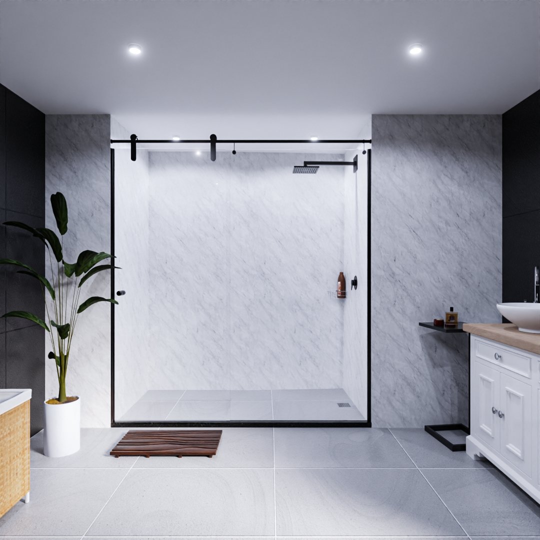 Grey Marble Bathroom Shower Wall Panel