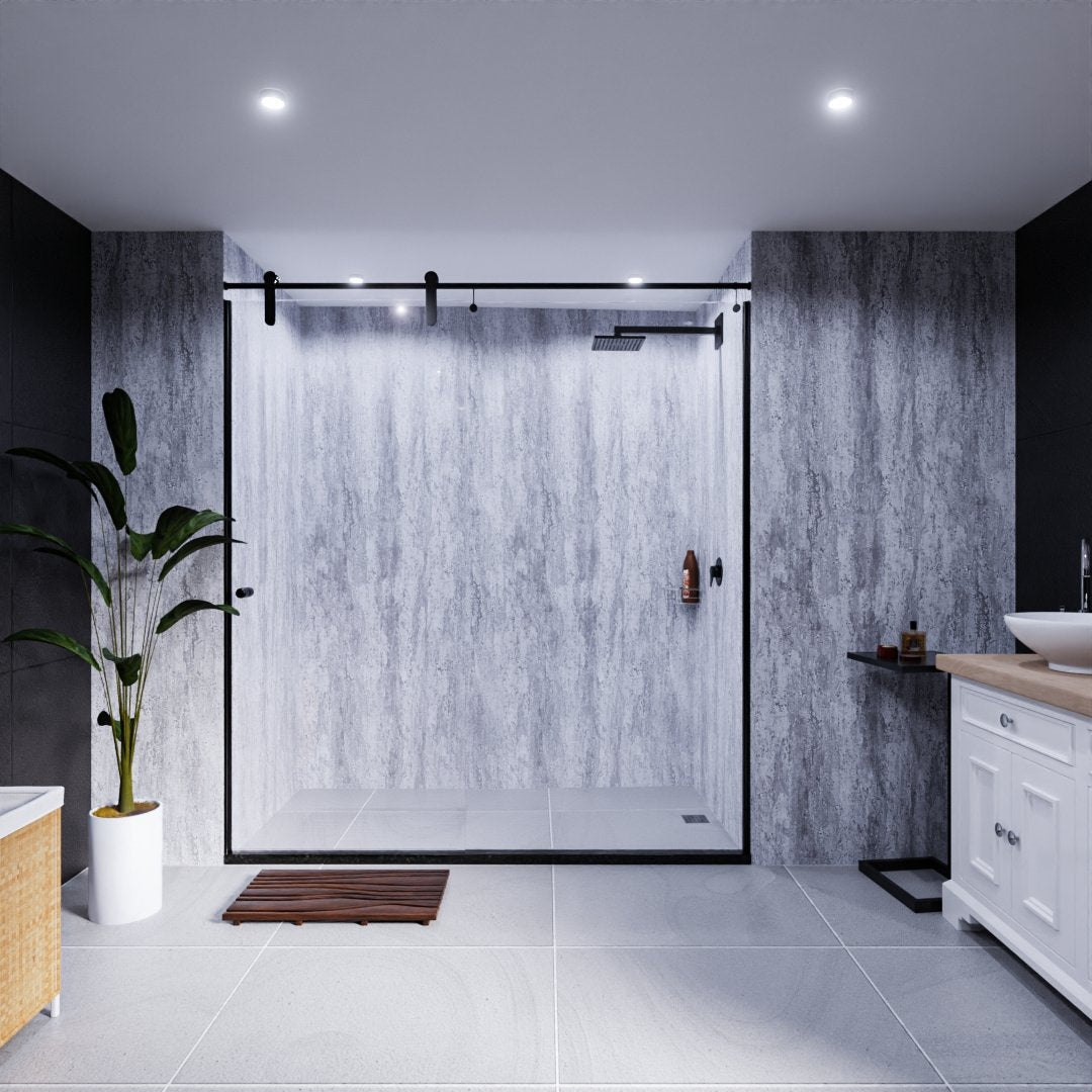 Selkie 'Textured Concrete' Bathroom Wall Panel | Available from Rearo  Laminates - leading manufacturer of kitchen worktops and bathroom panels
